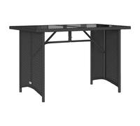 vidaXL Garden Table with Glass Top Black 110x68x70 cm Poly Rattan