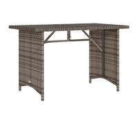 vidaXL Garden Table with Glass Top Grey 110x68x70 cm Poly Rattan