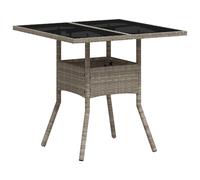 vidaXL Garden Table with Glass Top Outdoor Dining Table Light Grey Poly Rattan