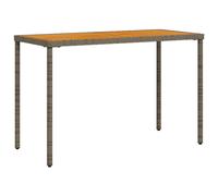 Garden Table Black 115x54x74cm PE Rattan Acacia Wood Top Steel Legs TemperedTop