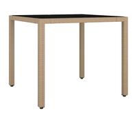 Garden Table with Wooden Top Coffee Table Outdoor End Table Poly Rattan vidaXL