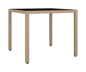 Garden Table with Wooden Top Coffee Table Outdoor End Table Poly Rattan vidaXL