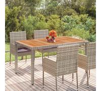 Garden Table with Wooden Top Grey 150x90x75 cm Poly Rattan Berkfield Home Grey One Size