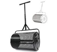 Garden Tailor Compost Spreader Peat Moss Roller: 24 in Lawn Spreader with Installation Support Accessories 3 Heights Adjustable for Garden Top Soil, Manure, Mulch, Top Dressing