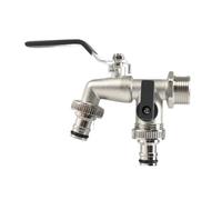 Garden Tap 3/4" Zinc Alloy Garden Faucet Dual Control Water Discharge Replacement Adapter Double Nipple with Handle Easy Turn On/Off for the Courtyard(Black)