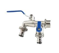 Garden Tap 3/4" Zinc Alloy Garden Faucet Dual Control Water Discharge Replacement Adapter Double Nipple with Handle Easy Turn On/Off for the Courtyard(Blue)