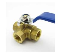 Garden Tap Connector Water Pipe Connectors, 3-Way T-Port Ball Valve,1/2" 3/4" 1" BSP Female Thread Three Way Brass Valve Switch Connector for Water Oil Air Gas,1pcs(Dn15 Ttype)