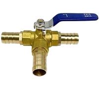 Garden Tap Connector Water Pipe Connectors, Pool Diverter Valve 3 Way, Hose Splitter,1pcs L-Port 3 Way Ball Valve,6-25mm Hose Barb Three Way Brass Valve,Connector Adapter(19mm Barb)