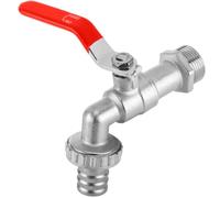 Garden Tap Kit - 1/2" Garden Lever Tap Valve with Red Handle - Silver Metal Hose Plug Outdoor Bib Tap Kit BSP Thread, IBC Container Accessories for Stop Valve, Watering Plants (1/2")