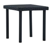 Garden Tea Table Black 40x40x40cm Poly Rattan Steel Frame Outdoor Compact Bistro