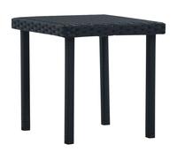Garden Tea Table Black 40x40x40cm Poly Rattan Steel Frame Outdoor Compact Bistro