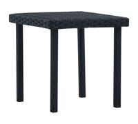 Garden Tea Table Black 40x40x40cm Poly Rattan Steel Frame Outdoor Compact Bistro