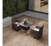 Garden Tempered Glass Square Dining Table with Parasol Hole