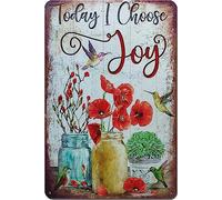 Garden Tin Sign Today I Choose Joy Flowers Metal Tin Sign Poster Wall Plaque Funny Home Decor Garden Yard Floral Gift For Women Men 8x12 Inch