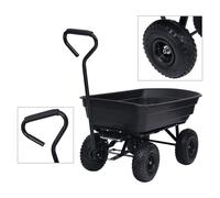 Garden Tipping Cart Black Steel 93x51x50.5cm 75L 300kg Heavy-Duty PU Air Wheels