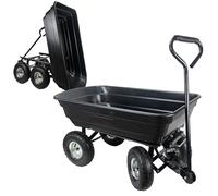 Garden TIPPING Cart Dump Truck with Heavy Duty Tipping Barrow and 4 All Terrain Pneumatic Tyres - Pull Along Trolley Tool Cart Garden Wagon with 200Kg Wheelbarrow Load Capacity