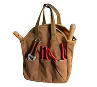 Garden Tool Bag - 12x14” Heavy Duty Waxed Canvas Tote Bag Caddy with 6 Interior and 3 Exterior Pockets for Organizing Gardening Tools - Gardening Gifts for Women and Men by Kings County Tools