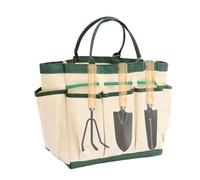 Garden Tool Bag, 600D Tool Storage Bag, Multi Pocket Gadget Storage Bag, Multi-Purpose Portable Garden Bag with Handles, Garden Tool Kit Holder for Garden, Camping, Park, Cream Colored, see