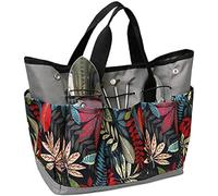 Garden Tool Bag, Heavy Duty Canvas Tool Storage Home Organizer Gardening Tool Kit Holder (Flower)