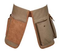 Garden Tool Bag Utility Belt Green Canvas Pouch with Brown Details