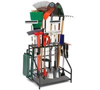 Garden Tool Organizer for Garage, Garden Tool Rack, Up to 58 Long Handled Tools, Yard Tool Holder for Garage, Shed, Outdoor, Tool Stand, Black (Garden Tool Rack)