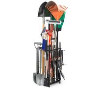 Garden Tool Organizer Holds 50 Long-Handled Tools/Rakes/Brooms/Shovles for Garage Organization and Storage, Shed, Outdoor, Lawn, Heavy-Duty Steel, Black, Easy Assembly (Corner Tool Organizer)