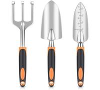 Garden Tool Set, 8 Piece Gardening Tools Set with Non Slip Ergonomic Handle, Heavy Duty Garden Tool Sets with Storage Bag for Outdoor Pruning(3pcs-Orange)