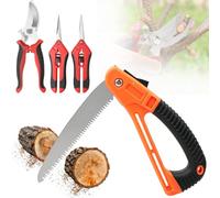 Garden Tool Set,Folding Hand Pruning Saw,Secateurs Straight & Curved Shears | Replaceable Blade, Clean Cuts , Safety Lock, Ergonomic Non-Slip TPR Grip, Ideal for Garden, Orchard, Camping & Pruning
