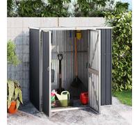 vidaXL Garden Tool Shed Anthracite 161x89x161 cm Galvanised Steel, Black
