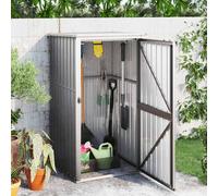 Garden Tool Shed Grey Galvanised Steel 88x89x161cm Lockable Door Storage Compact