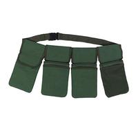 Garden Tool Storage Belt Heavy Duty Canvas Waist Pouch Organizer with 4 Multi Purpose Pockets for Gardening Landscaping Planting Green 29 x 15cm 125cm Length