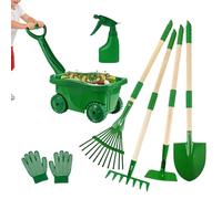 Garden Tools Kids - Wheelbarrow Watering Accessories, Small Farmers Activity Pack, Wooden Handle Excavator Equipment, Outdoor Educational Play Collection, Backyard Bu