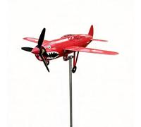 Garden Tractor Wind Spinner, Green Tractor Windmill Stake Decor with Rotating, Yard Ground Stake Windmill for Front Yard Porch Backyard Lawn Flower Bed Holiday Housewarming (3D Airplane Red)