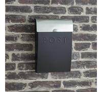 Garden Trading Carbon Grey & Steel Letter Post Mail Box With Lock Wall Mounted