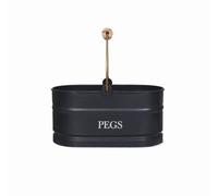 Garden Trading Carbon Peg Bucket - Compact Wooden-Handled Storage For Garden Pegs And Accessories, Carbon Black, 15 X 27 X 14 Cm.
