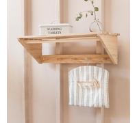 Garden Trading Hambledon Wooden Laundry Shelf Natural Coat Hook Rack Hallway