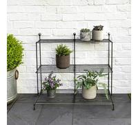 CKB LTD Large Metal Plant Stand Fully-assembled 3 Tier Steel - Indoor Outdoor Pot Steps Staging Patio Garden Rack Strong Sturdy Storage Plants, Herbs and Flowers Pots - 73x77x34.5cm