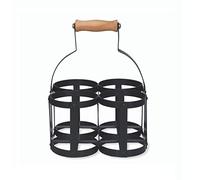 Garden Trading Original Milk Bottle Holder For 4 Bottles Crafted in Blacked Powder Coated Steel & a Beech Handle | H24 X W17 X D18cm | Designed To Fit Standard 1 Pint Glass Bottles Only
