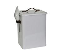 Garden Trading Pet Bin: 45Cm X 32Cm Chalk Stowell Pet Bin With Leather Handle, Powder Coated Galvanised Steel