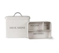 Garden Trading Shoe Shine Box | Crafted in Powder Coated Steel | Designed With Removable Tray With Three Compartments | H25 X W24 X D19cm | Shoe Cleaning Box
