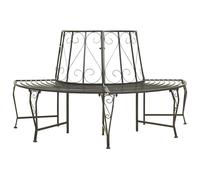 Garden Bench Half-Round Steel 160x80x89cm Antique White Matte 4-Seater For Trees