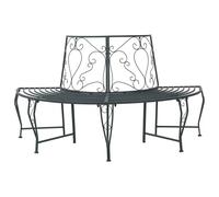 Garden Tree Bench Silver Grey Steel Matte 4-Seater 160x80x89cm Half-Round Patio