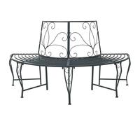 Garden Tree Bench Silver Grey Steel Matte 4-Seater Half-Round 160x80x89cm Sturdy