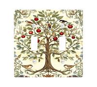 Garden Tree Light Switch Cover Plates/Outlet Covers, Charming Green Apples and Birds for Home Decor, Thermoplastic Wall Plates, Standard Size Double Toggle