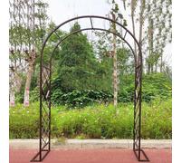 Garden Trellis Arches for Climbing Plants Weather-Resistant Metal Pergola Brown Steel Arbor Outdoor Plant Support (Size: W320xH270cm)