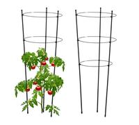 Relaxdays Climbing Aid Set of 2, Metal & Plastic, 76 cm, 3 Adjustable Rings, Trellis Frame Vines Garden Plants, Black, Iron, 76x28x28cm