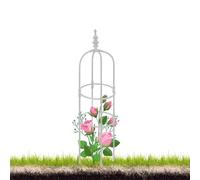 Garden Trellis for Climbing Plants, 60 90 120 150 180cm Rustproof Metal Obelisk Tower for Sweet Pea Frame Rose Trellis Potted Clematis Vegetables Fruits Black & White(White,20 x 60cm/0.65 x 2ft)