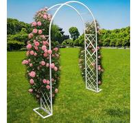 Garden Trellis for Climbing PlantsOutdoor Wedding Arbor with Ground Stakes Flower Frame for Halloween & Bridal Party Decoration (Green W140xH230xD40cm)