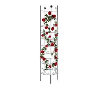 Relaxdays metal trellis, climbing plants growing frame, 180 cm high, decorative design, free-standing, black