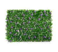 Garden Trellis Panels Expandable 200x40cm Expanding Trellis with Artificial Leaves Expanding Garden Fence with Artificial Ivy and Purple Flower Green Background Decoration